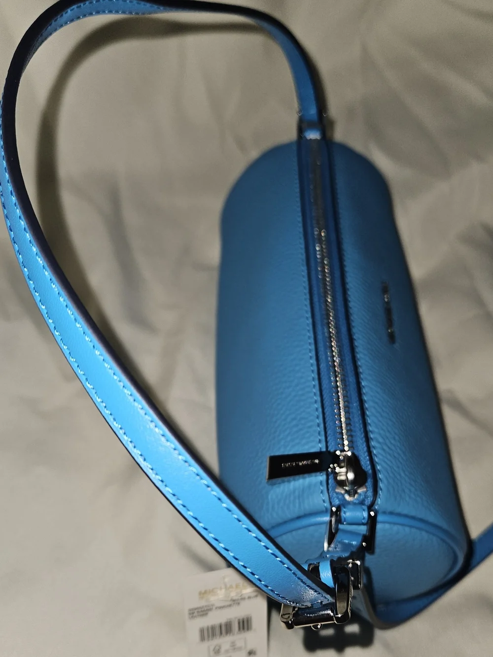 Michael Kors Sky Blue Pebbled Leather Barrel Crossbody